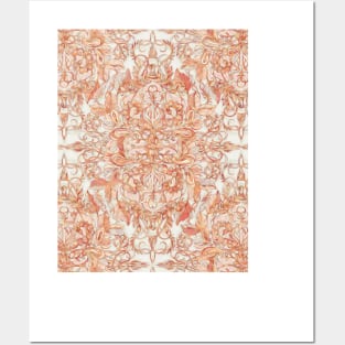 Autumn Peach Art Nouveau Pattern Posters and Art